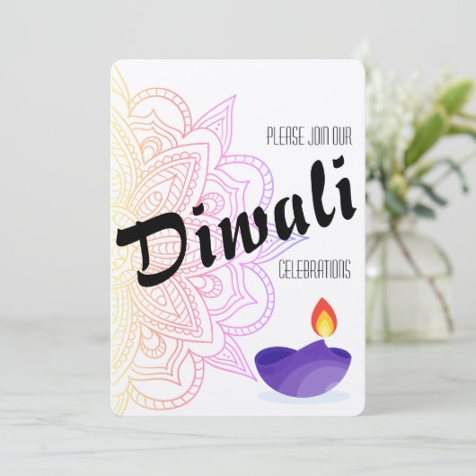 Diwali uitnodiging (Staand voorkant)