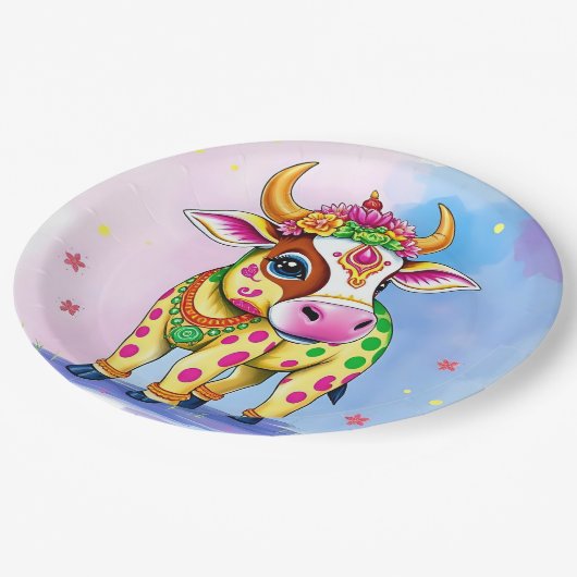Diwali vieren met Koeien in vermomming Papieren Bordje (Gekanteld)
