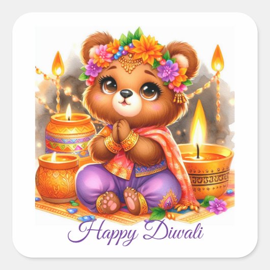 Diwali vieren vierkante sticker (Voorkant)