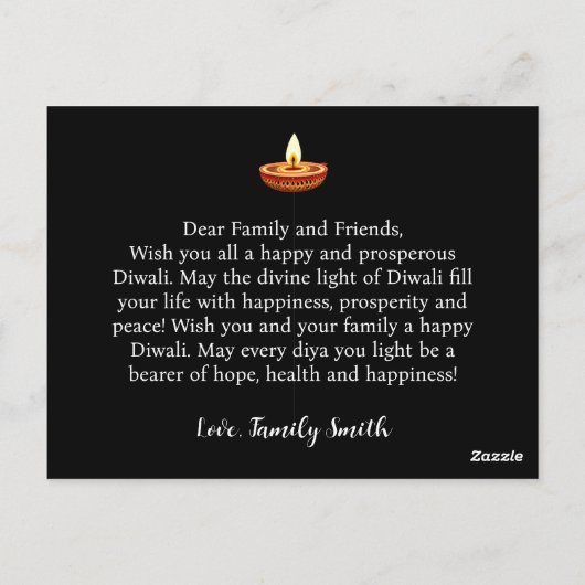 Diwali viering briefkaart (Achterkant)