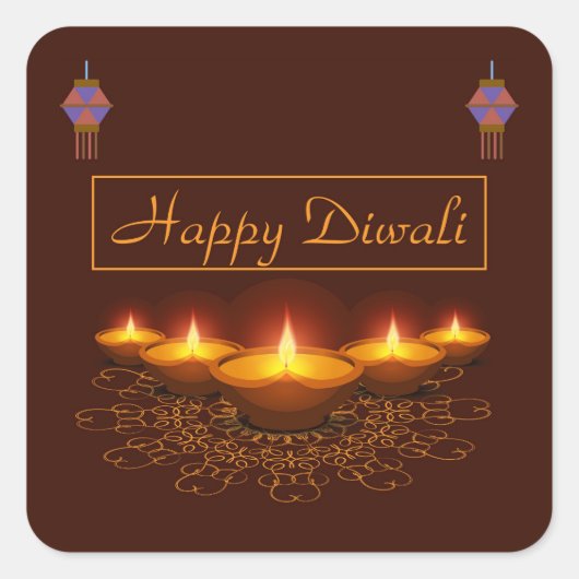 Diwali Vierkante Sticker (Voorkant)