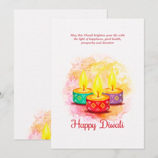 Diwali Waterverf Wenskaart (Voorkant / Achterkant)