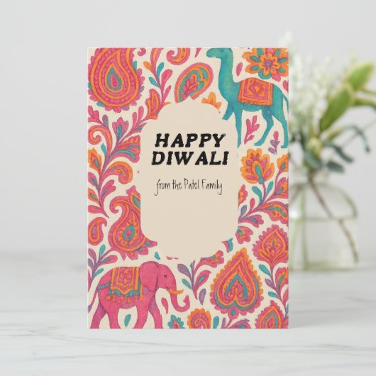 Diwali-wenskaart Aankondiging (Staand voorkant)