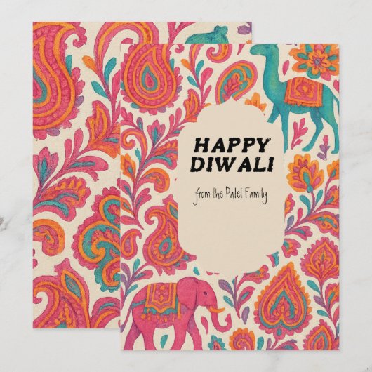 Diwali-wenskaart Aankondiging (Voorkant / Achterkant)
