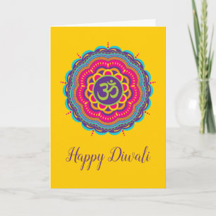 Diwali Wenskaart in felle kleur Mandala Kaart