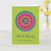 Diwali Wenskaart in felle kleur Mandala Kaart (Gele Bloem)