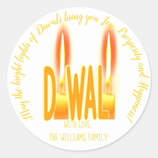 Diwali wenst Funny Typografie met kaarsen Cute Ronde Sticker (Voorkant)