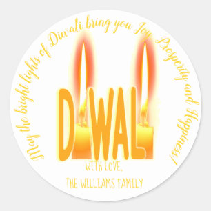 Diwali wenst Funny Typografie met kaarsen Cute Ronde Sticker