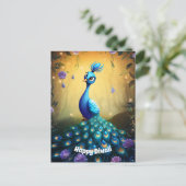 🦚 Diwali Wonder: Betoverde Pauwansansichtkaart Feestdagenkaart (Staand voorkant)