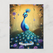 🦚 Diwali Wonder: Betoverde Pauwansansichtkaart Feestdagenkaart (Voorkant)