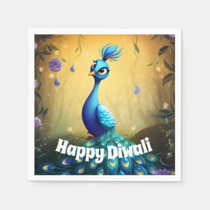 🦚 Diwali Wonder: Betoverde Pauwansansichtkaart Servet