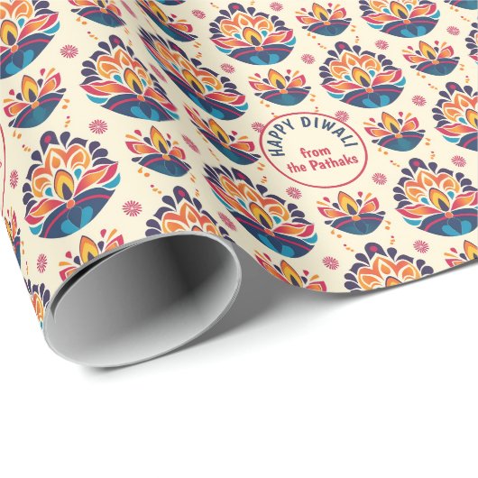 Diwali Wrapping Paper – Editie met aangepaste teks Cadeaupapier (Rol Hoek)