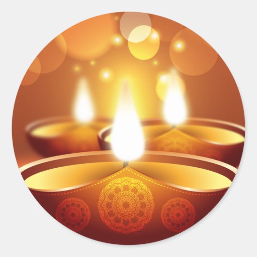 Diwali's viering gouden kaarsen ronde sticker (Voorkant)