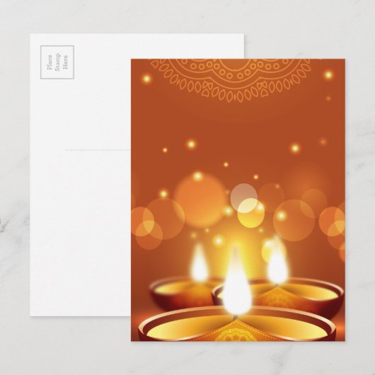 Diwali's viering gouden kaarsen uitnodiging briefkaart (Voorkant / Achterkant)