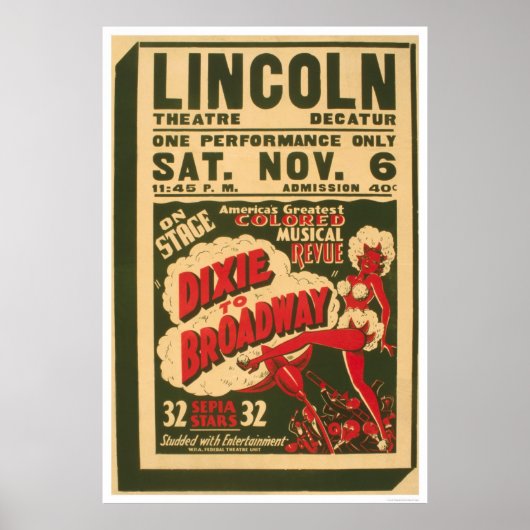 Dixie aan Broadway 1937 WPA Poster (Voorkant)