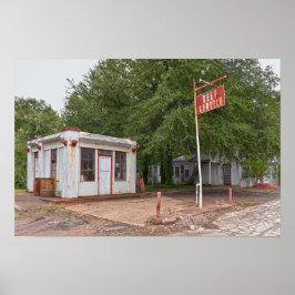 Dixie-benzinepomp bij Texas-museum Poster