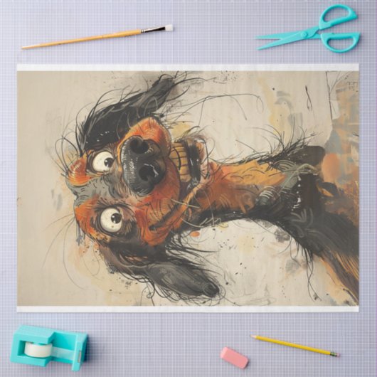 Dixie Dachshund Waterkleur HEY YOU Decoupage Tissuepapier (Craft)