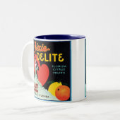 dixie fijn fruitkrateletiket tweekleurige koffiemok (Voorkant links)