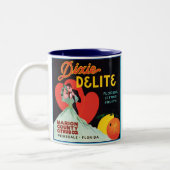 dixie fijn fruitkrateletiket tweekleurige koffiemok (Links)