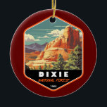 Dixie National Forest Utah Travel Art Vintage Keramisch Ornament<br><div class="desc">Dixie National Forest vector artwork ontwerp. Het is het grootste nationale bos in Utah en ligt tussen het Great Basin en de Colorado River.</div>
