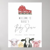 DIXIE Red Barn Boerderij Animal Baby shower Welkom Poster (Voorkant)