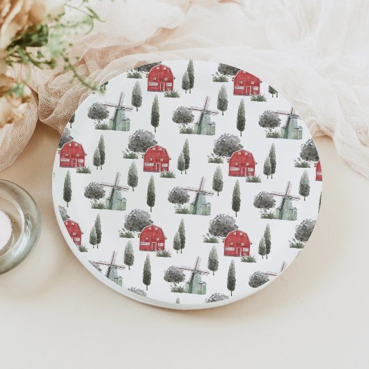 DIXIE Schattige Country Red Barn Baby Animals Papieren Bordje