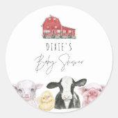 DIXIE Schattige Country Red Barn Baby Animals Ronde Sticker (Voorkant)