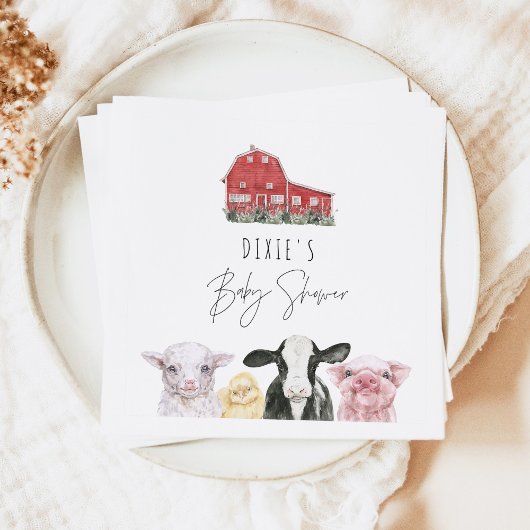 DIXIE Schattige Country Red Barn Baby Animals Servet
