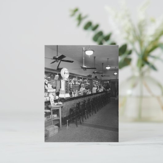 Dixie Soda Fountain, jaren 20 Briefkaart (Staand voorkant)