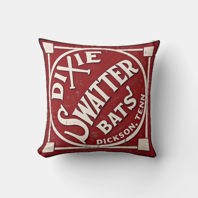 Dixie Swatter Bats Vintage Logo Dickson Tennessee Kussen (Voorkant)