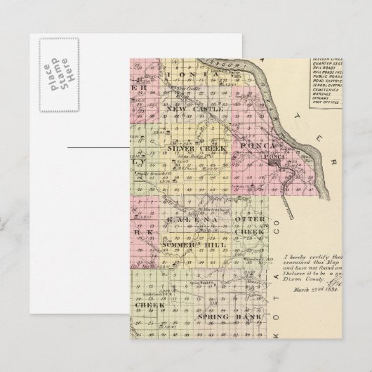 Dixon County, Nebraska Briefkaart (Voorkant / Achterkant)