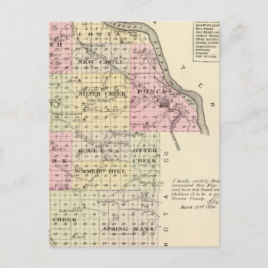 Dixon County, Nebraska Briefkaart (Voorkant)