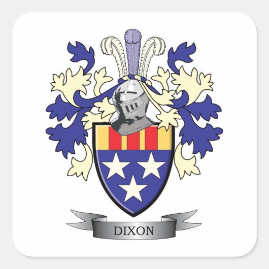 Dixon Family Crest Coat of Arms Vierkante Sticker (Voorkant)