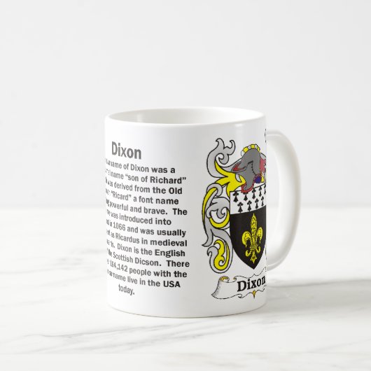 Dixon Family Crest op een mok (Voorkant rechts)