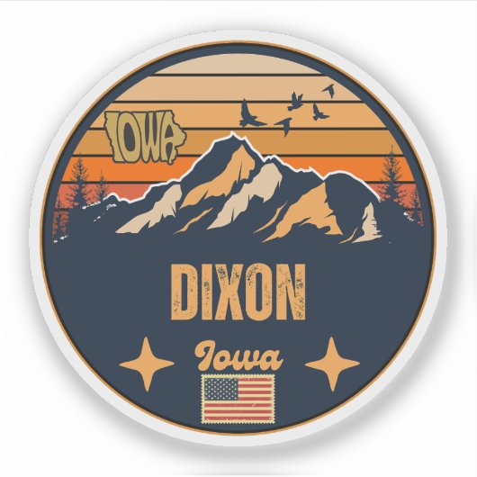 Dixon, Iowa, Verenigde Staten Sticker (Voorkant)
