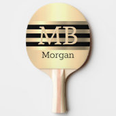 DIY 3-D-monogram/naam, zwart/goudstrepen op goud Tafeltennisbatje (Achterkant)