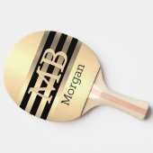 DIY 3-D-monogram/naam, zwart/goudstrepen op goud Tafeltennisbatje (Zijkant)