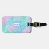 DIY 3-D witte monogram, Iridescent Sparkle Bagagelabel (Voorkant horizontaal)