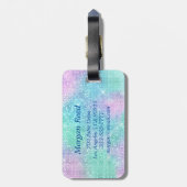 DIY 3-D witte monogram, Iridescent Sparkle Bagagelabel (Achterkant verticaal)