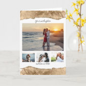 DIY 4 foto jubileum bruiloft marmer geode goud Kaart (Gele Bloem)