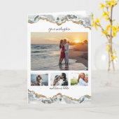 DIY 4 foto jubileum bruiloft marmer geode vert. Kaart (Gele Bloem)