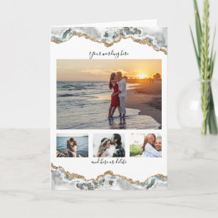 DIY 4 foto jubileum bruiloft marmer geode vert. Kaart