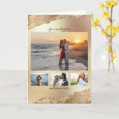 DIY 4 foto | Romantisch jubileum Agaat Gold Kaart (Gele Bloem)