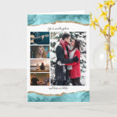 DIY 5 foto jubileum bruiloft marmer geode blauw Kaart (Gele Bloem)