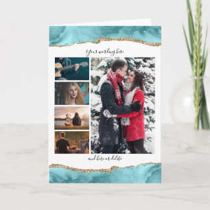 DIY 5 foto jubileum bruiloft marmer geode blauw Kaart