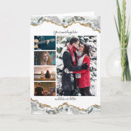 DIY 5 foto jubileum bruiloft marmer geode vert. Kaart