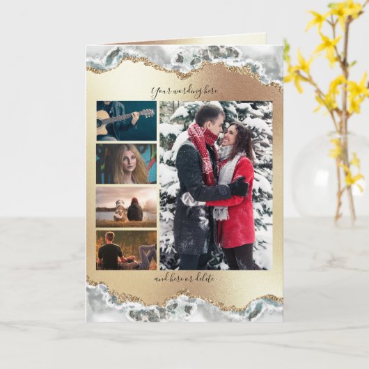 DIY 5 foto | Romantische bruiloftsfeest Kaart (Gele Bloem)