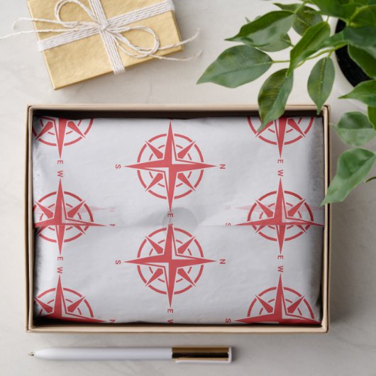 DIY 5 Kleur Nautisch Kompas Roos - Rood Tissuepapier (Geschenk)