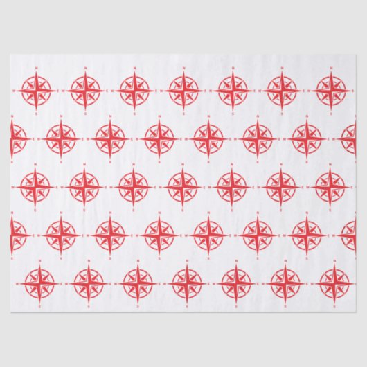 DIY 5 Kleur Nautisch Kompas Roos - Rood Tissuepapier (Voorkant)