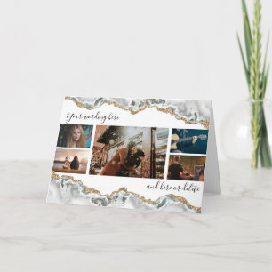 DIY 7 foto jubileum bruiloft marmeren geode agaat Kaart